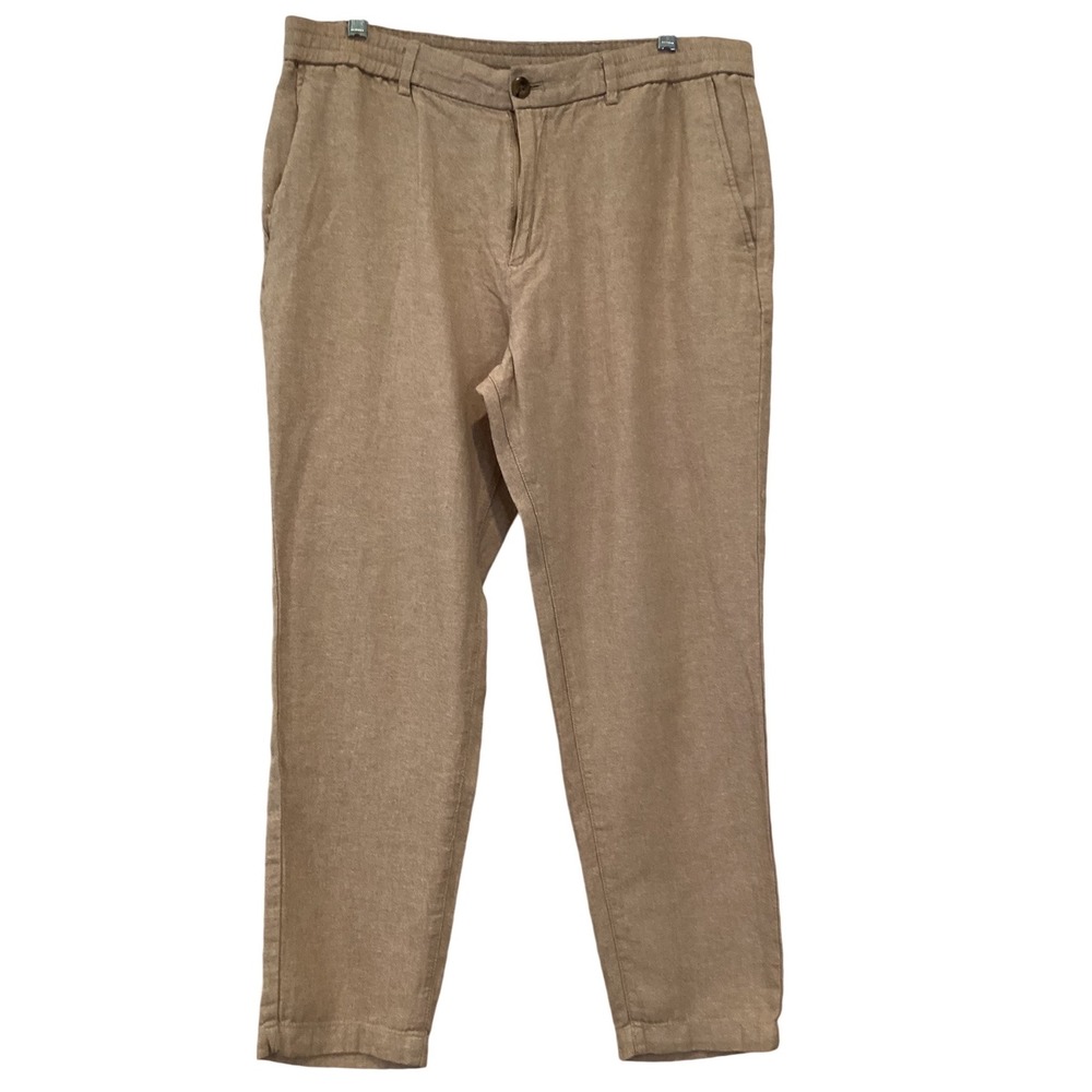 Banana Republic Linen Cotton Khaki Pants Trousers Athletic Fit - 34 x 27.5"